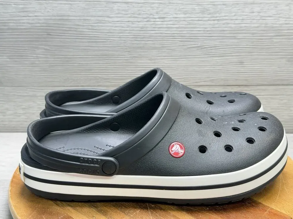 Crocs Unisex-Adult Crocband Clog, Black/White, Men 11
